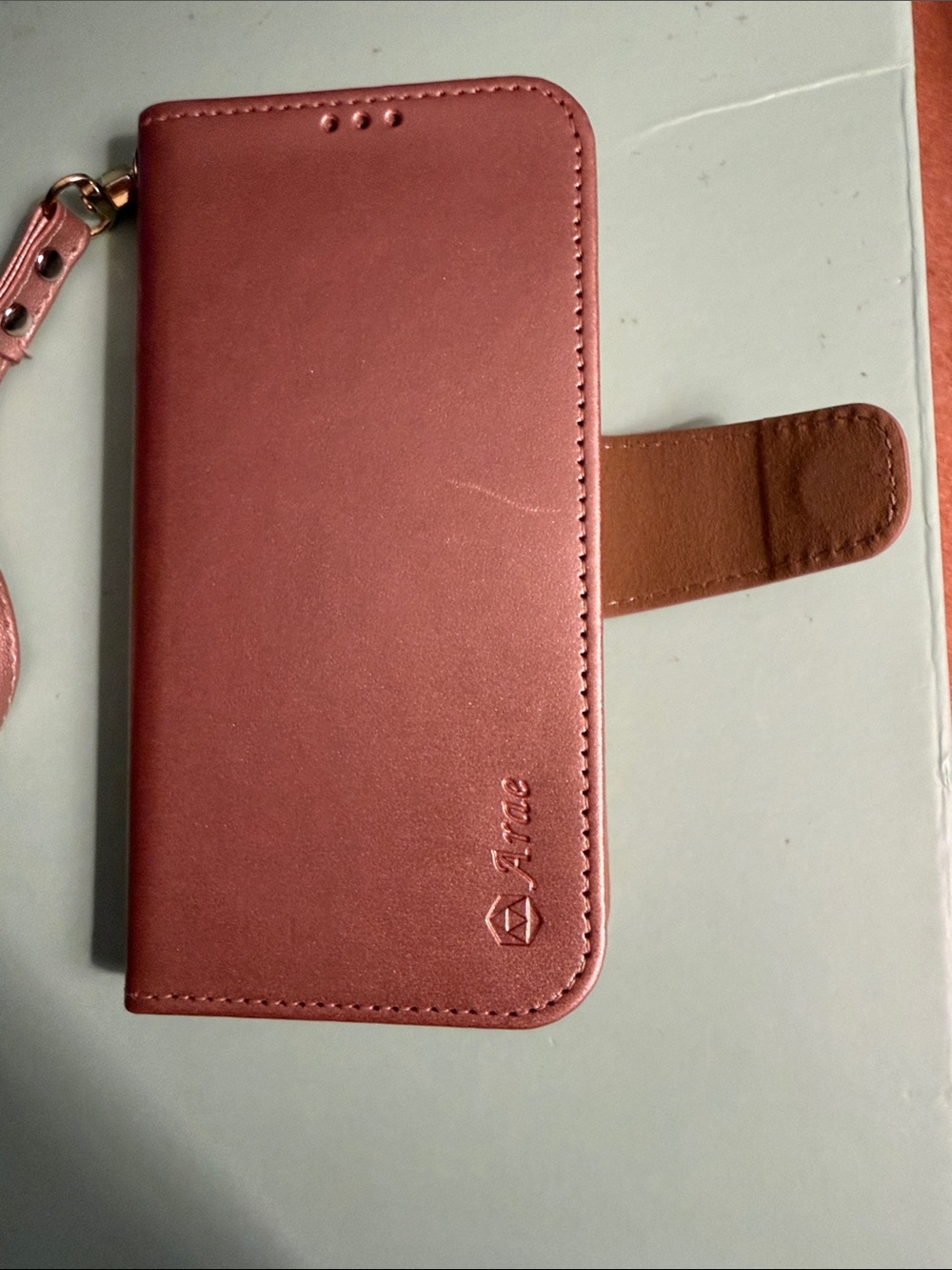 Ara Rose Gold Leather Wallet Phone Case with Wrist Strap - Picture 3 of 12